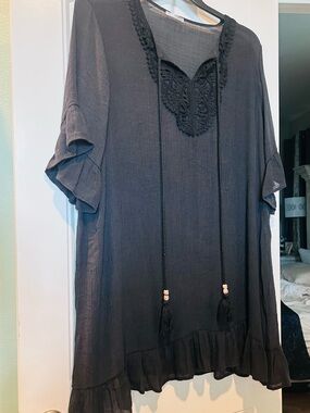 AIMAGE Black Lightweight Tunic Bathing Suit Cover-up